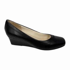 LifeStride Groovy Wedge Pumps Slip On Black Smooth Size 8M
